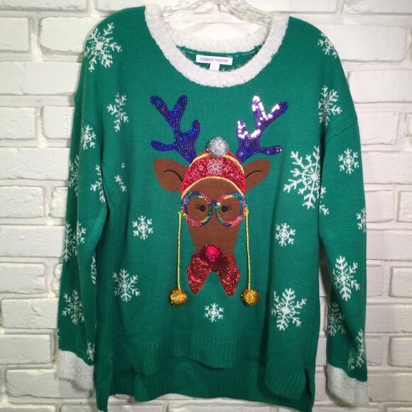 Ugly Christmas Sweater Glass on a Reindeer Themed L - Picture 1 of 5